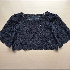 Reformation “Pierrot” lace crop top (black)